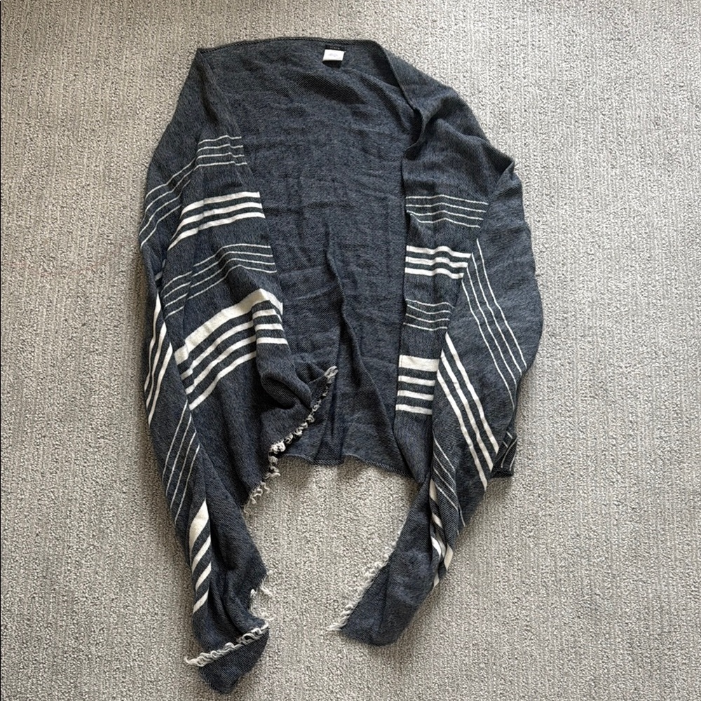 J. Crew Gray and White Striped Poncho